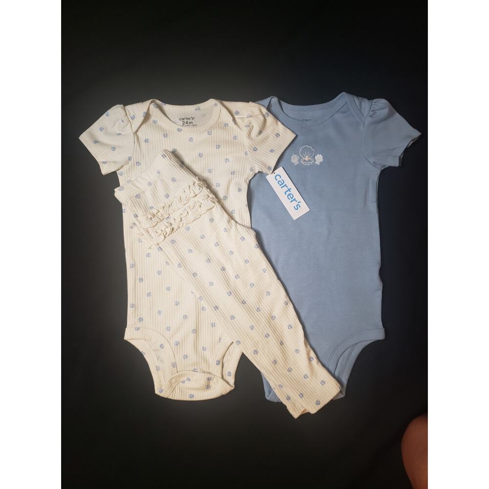 Carter's Baby 3 piece Seashell Set Blue / Cream 24M NWT